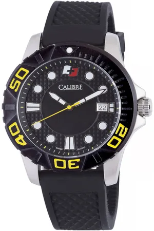Calibre Mens Akron Swiss Made Movement Watch Rubber Strap Dial - One Size