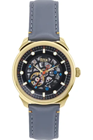 Reign Mens Weston Automatic Skeletonized Leather-Band Watch - Stainless Steel - One Size