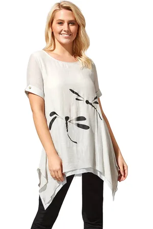 Roman Womens Dragonfly Print Asymmetric Tunic Top - - Size 10 UK