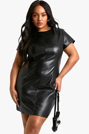 Boohoo Womens Plus PU Cap Sleeve Shift Dress - - Size 18 UK