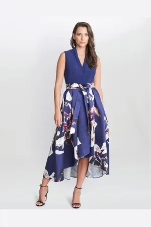 Gina Bacconi Womens Megan Sleeveless Floral High Low Dress - - Size 22 UK