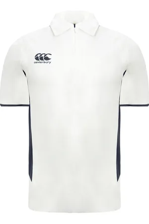 Canterbury Childrens Unisex Pro Cricket Kids Off White Polo Shirt - Size Large