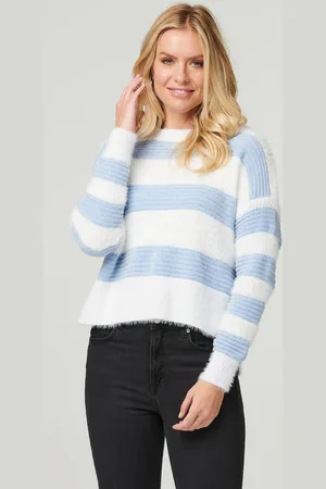 Izabel London Womens Striped Side Split Knit Pullover Acrylic/Nylon - Size 18 UK