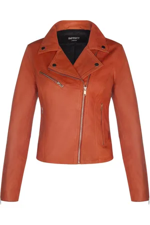 Infinity Womens Classic Brando Biker Jacket-Loughton - Lamb Leather - Size 16 UK