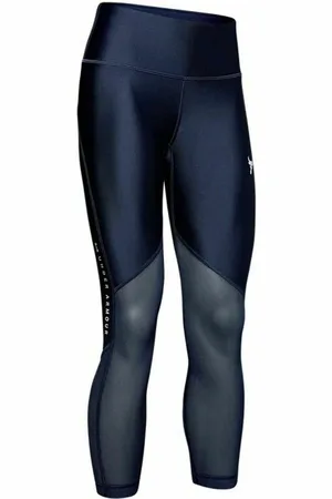 Under Armour X Project Rock HeatGear Blue Womens Mesh Crop Leggings 1351101 408 - - Size Large