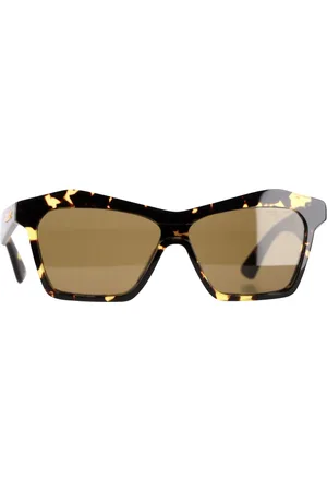 Bottega Veneta Pre-owned Womens 99mm Geometric Shield Sunglasses In Havana Brown Acetate - - One Size