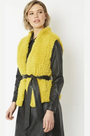 Jayley Womens Hand Knitted Faux Fur Gilet - - One Size