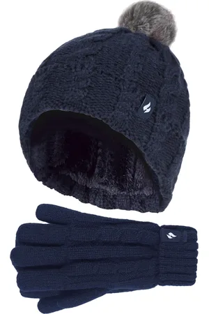 Heat Holders Girls Bobble Pom Pom Hat and Gloves Set