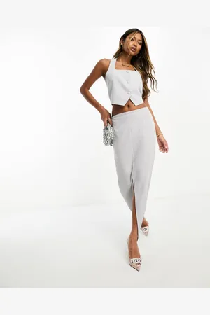 Kaiia Womens tailored split front maxi skirt co-ord in grey - - Size 6 UK