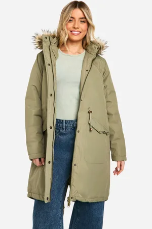Boohoo Womens Faux Fur Trim Parka - - Size 8 UK