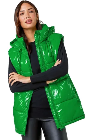 Roman Womens Patent Hooded Gilet - - Size 14 UK