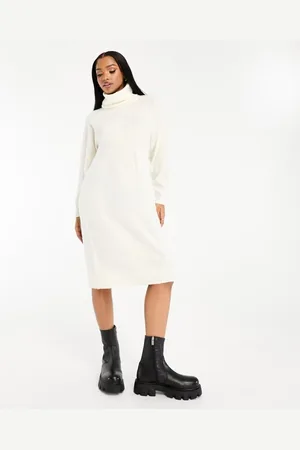 VERO MODA Womens roll neck knitted maxi dress in -White - Size X-Small