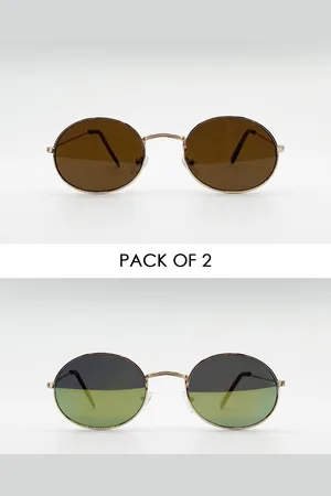 SVNX Mens 2 Pack Classic Round Sunglasses - Metal - One Size
