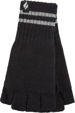 Heat Holders Mens Knitted Fingerless Reflective Gloves for Winter