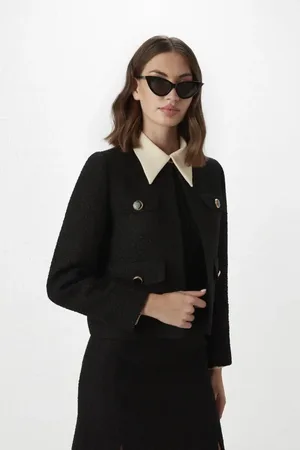 Gusto Womens Tweed Blazer With Pockets in - Size X-Small