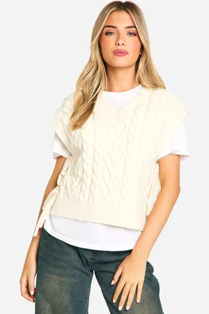 Boohoo Womens Soft Knit Cable Tie Vest - - Size Small