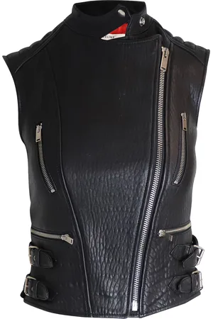 Céline Pre-owned Womens Sleeveless Cropped Biker Jacket in Leather - Size X-Small