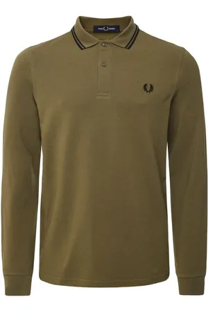 Fred Perry Mens Black Twin Tipped Collar Dark Long Sleeve Polo Shirt Cotton - Size X-Small