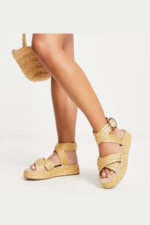 ASOS Womens Wide Fit Journey raffia espadrille in natural-Neutral - - Size UK 9