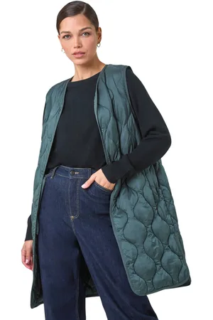Roman Womens Quilted Collarless Buttoned Gilet - - Size 14 UK