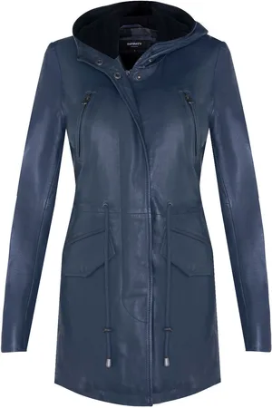 Infinity Womens Mid Length Hooded Parka Jacket-Oakengates - Lamb Leather - Size 16 UK