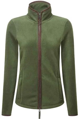 Premier Womens/Ladies Artisan Contrast Trim Fleece Jacket (Moss /Brown) - Size Medium