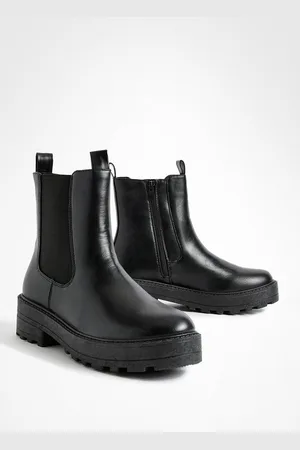 Boohoo Womens Wide Fit Double Tab Detail Chunky Chelsea Boots - - Size UK 4