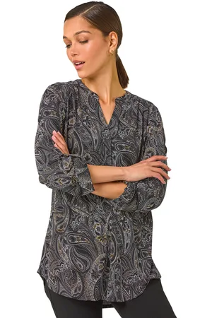 Roman Womens Textured Paisley Print Stretch Blouse - - Size 18 UK