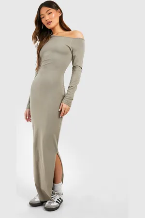 Boohoo Womens Assymetric Long Sleeve Maxi Dress - Cotton - Size 16 UK
