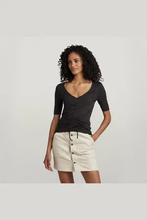 G-Star Womens G-Star RAW Adjustable Front Slim V-Neck Top - Cotton - Size X-Small