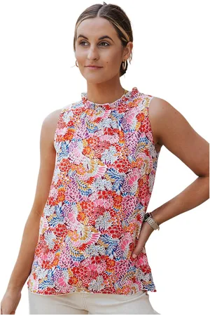 Azura Exchange WoMens Floral Print Relaxed Tank Top in Multicolor - - Size Small