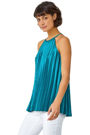 Roman Womens Pleated Halter Neck Top - - Size 10 UK