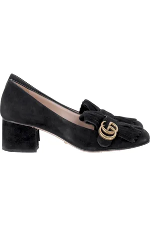 Gucci Pre-owned Womens GG Marmont Fringe Pumps in Suede - Size EU 39