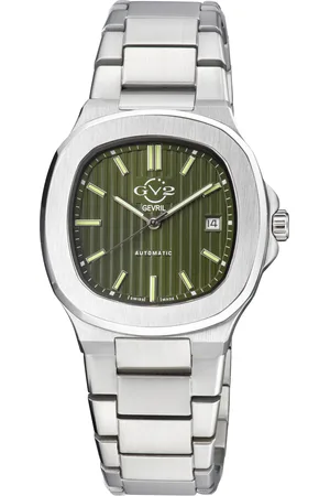 GV2 by Gevril Mens Potente 18107 Swiss Automatic Stainless Steel Luminous Date Watch - - One Size