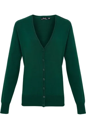 Premier Womens/Ladies Cotton Acrylic V Neck Cardigan (Bottle ) - Size 14 UK