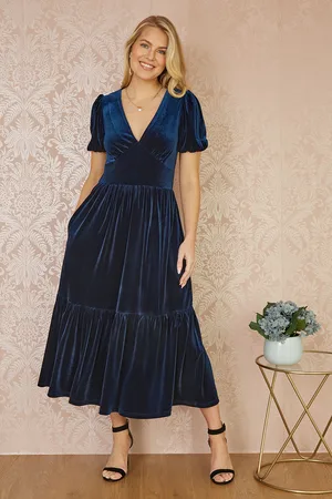 Yumi Womens Velvet Midi Dress - Size 8 UK
