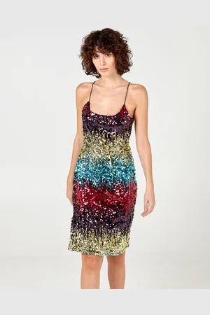 Blue Vanilla Womens Ombre Sequin Midi Dress - Size 12 UK