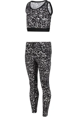 Regatta Kids Unisex Juniors Atkin Top & Leggings Set in Black-White - Size 14Y