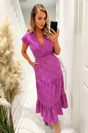 Ax Paris Womens Hot Heart Print Collared Smock Midi Dress - Size 8 UK