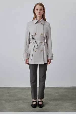 Gusto Womens Tailored Short Trench Coat - - Size Large