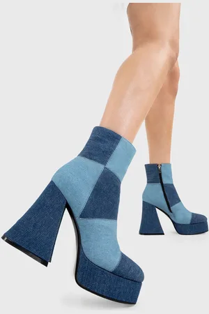 Lamoda Womens Break In Two Platform Ankle Boots, Denim - - Size UK 5