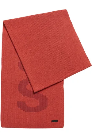 HUGO BOSS Mens Accessories Cotton-Blend Scarf with Logo Structure in - One Size