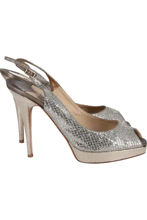 Jimmy Choo Pre-owned Womens Nova Peep Toe Slingback Sandals in Glitter And Lurex Fabric - Size EU 40