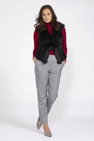 Jayley Womens Faux Suede & Knitted Fur Gilet - - One Size