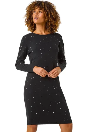 Roman Womens Hotfix Embellished Knitted Dress - - Size 14 UK