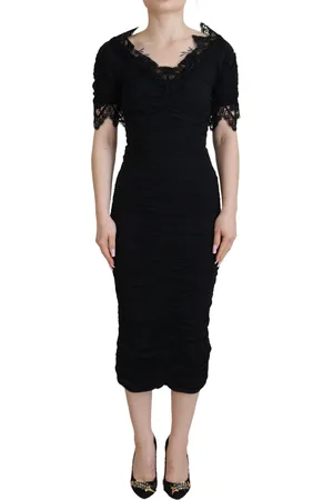 Dolce & Gabbana WoMens Sheath Midi Bodycon Lace Silk Dress - Size IT 40 (Women
