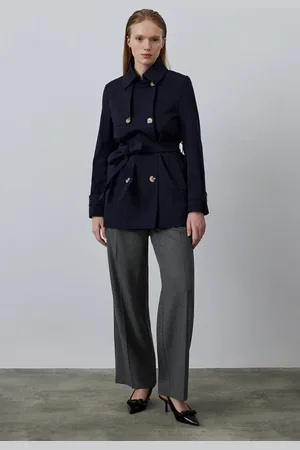 Gusto Womens Tailored Short Trench Coat - - Size Medium