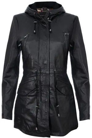 Infinity Womens Mid Length Hooded Parka Jacket-Oakengates - Lamb Leather - Size 20 UK