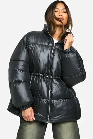 Boohoo Womens Synched Waist Puffer Jacket - - Size 12 UK