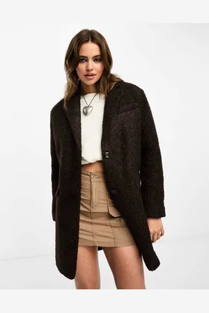 ONLY Womens tailored teddy blazer jacket in chocolate- - Size Medium